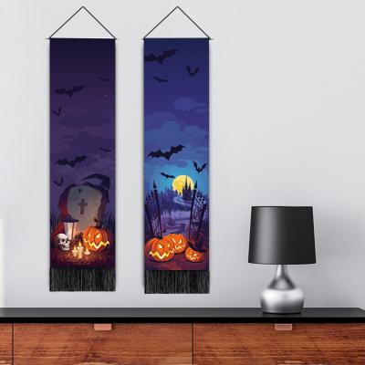 China 2022 Hanging Woven Plain Halloween Decoration Banner Flag Long Tapestries With Tassel for sale