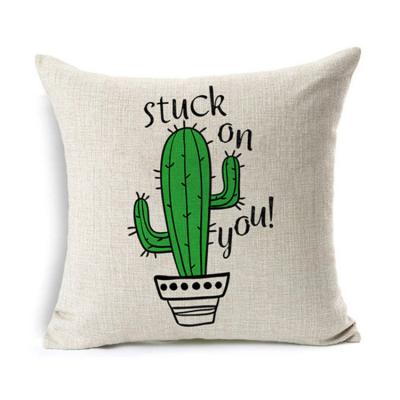 China Summer Anti-static Colorful Decorative Canvas Printing New Product Tropical Pink Cactus Pillow Cover For Living Room for sale