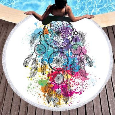 China 2022 New Arrival Dreamcatcher Polyester Microfiber Round Sustainable Beach Towel For Travel for sale