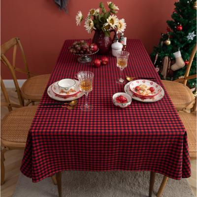 China Rectangle Decorative Tablecloth Red Christmas Check Restaurant Party Tablecloths For Dining Table for sale