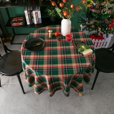 China Decorative American Red Green Check Textile Cotton Christmas Home Tablecloth for sale