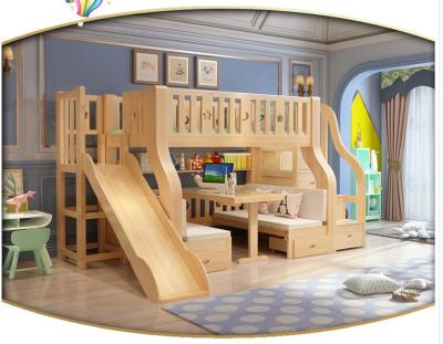 China Cozy Bunk Wooden Bed With Slide And Stairs For Kids for sale