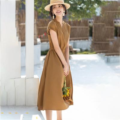 China Anti-Shrink Summer Dresses Womens 2020 Long Dresses O Neck Short Sleeve Ladies Elegant Dress for sale