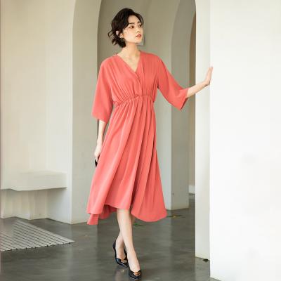 China 2020 new Anti-wrinkle women loose solid dresses casual ladies dresses summer spring long sleeve dress for sale