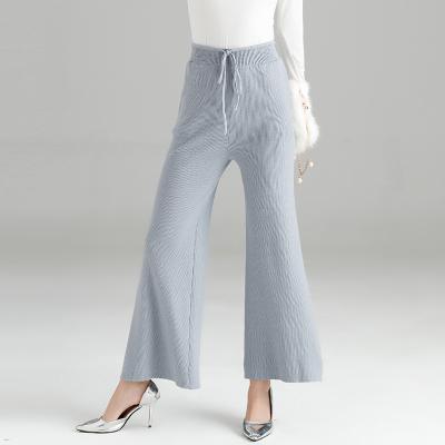 China Viable Concise Style High Waist Women's Bell Pants Knitted Casual Pants And Trousers for sale