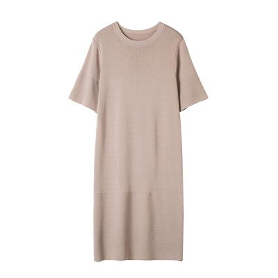 China High quality anti-shrinkage ladies fashion loose Korean style women's shortsleeve ice cream silk knitted dresses for sale