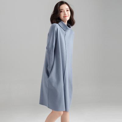 China Autumn and winter turtle neck anti-static sweater dresses women's loose French dresses for sale