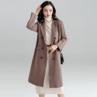 China Winter Anti-Shrink Women's Wool Lapel Mid Waist Mid Length Woolen Overcoat Stylish Anorak for sale