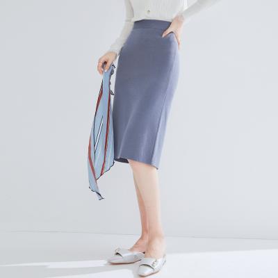 China Autumn and winter new anti-static High-waist pure-color Open-bifurcated mid-length knitted bust skirt for sale