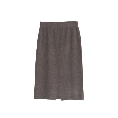 China Autumn and winter new anti-static High-waist pure-color Open-bifurcated mid-length knitted bust skirt for sale