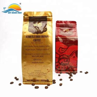 China 250g 500g 1lb Food Side Gusset Zipper Lock Flat Bottom Coffee Packaging Bag With Valve for sale