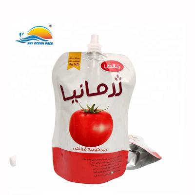 China Barrier Stand Up Spout Pouch Packaging Fruit Juice Tomato Juice Food Packing Squeeze Bag Pouch With Spout for sale