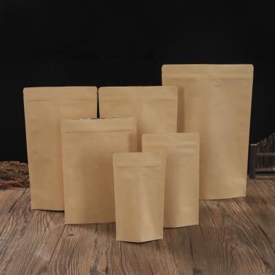 China Recycled Materials Custom Printed Backing Ziplock Up Pouch Bags Biodegradable Kraft Paper Bag for sale