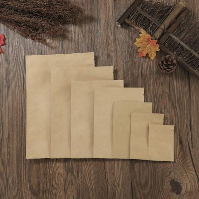 China Recycled Materials Craft Custom Pouches Recycled Brown Kraft Paper Packaging Bags For Food Packaging for sale