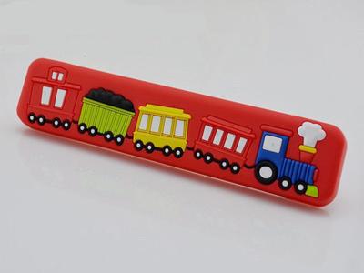 China Big Train Colorful Rubber Drawer Pulls Cartoon Knobs 32mm Soft Plastic Kids Bedroom Furniture Handles for sale