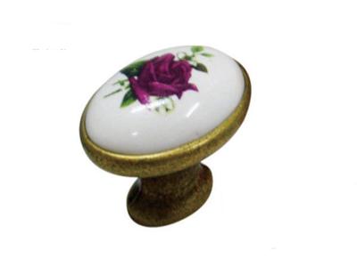 China Kitchen Cupboard  Door Knobs Ceramic Handles Antique Bronze Oval Porcelain Dresser Pulls for sale