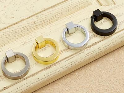 China Gold Retro Ring Pulls chrome  Doo Handles Black Simple  Furniture  Hardware Fittings for sale