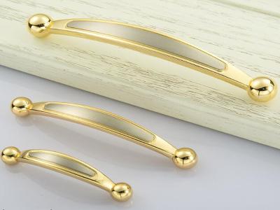 China Chrome 64mm Kitchen Cabinet Handles , Modern Bathroom Drawer Pulls Arched Golden handle for sale