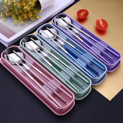 China Viable Creative Flatware 304 Stainless Steel Spoon Fork Chopsticks Set With PP Box for sale