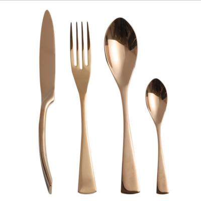 China Sustainable design high grade ss304 elegant spoon fork flatware rose gold cutlery set for sale