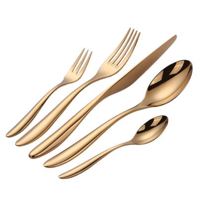 China Sustainable Stylish Gold Cutlery Knife Fork Spoon 304 Stainless Steel Flatware Set for sale