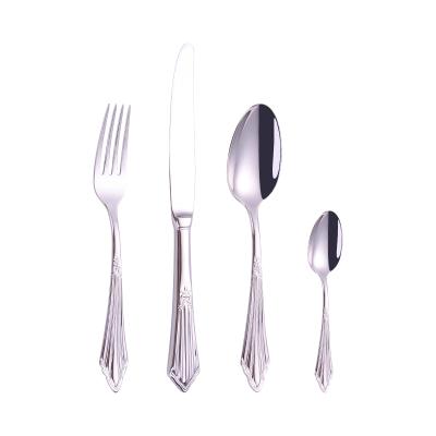 China Viable Mirror Polish Triangle Handle Sliver Color Stainless Steel Flaware Cutlery Set Wholesale for sale