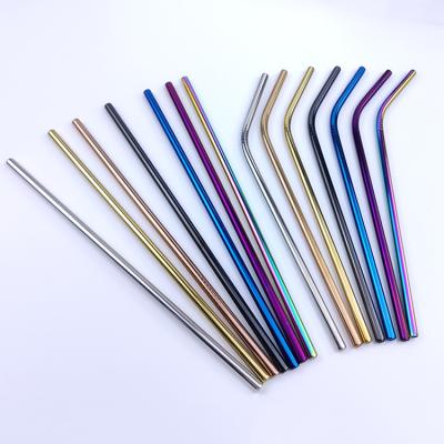 China Eco Friendly Sustainable Bend 304 Stainless Steel Straight Straw 215*6mm Colorful for sale