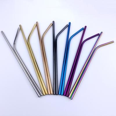 China Wholesale 215*6mm Viable Colorful Straight Bent Straw Stainless Steel for sale