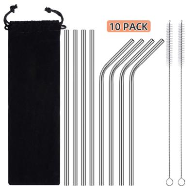 China Hot Viable Amazon Stainless Steel Straws Set Of 8 Reusable Metal Drinking Straws for sale