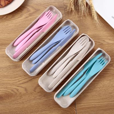 China Wheat Straw Knife Fork Spoon Wheat Straw Cutlery Wheat Straw Cutlery Sustainable Eco-Friendly Plastic Portable Tableware for sale