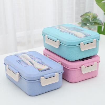 China 3 Colors Durable Storage Use Good Quality Food Container Wheat Straw Bento Lunch Box for sale