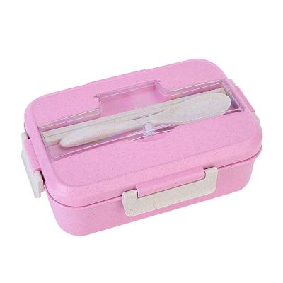 China Sustainable Pink Color Durable Wheat Straw Plastic Food Container Cheap Biodegradable Wheat Straw Lunch Box for sale