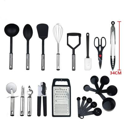 China Amazon 23pcs Hot Selling Viable Heat Resistance Egg Beater Spatula Measuring Cup Stainless Nylon Kitchen Utensil Set for sale