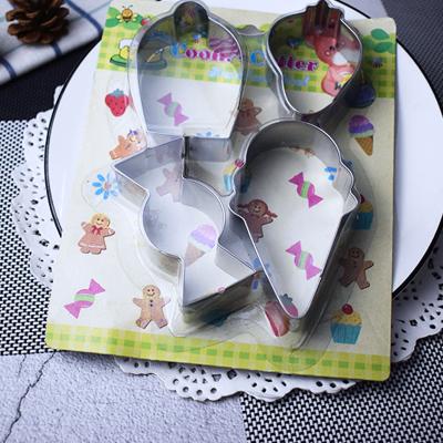 China 4pcs Candy Shape Sustainable Cookie Cutter Stainless Steel With Blister Card Package for sale