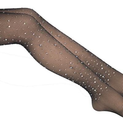 China Beileisi Good Quality Breathable Slim Legs Beautiful Fish net Pantyhose Nylon Big Rhinestone Bling Shiny Legging Pantyhose for sale