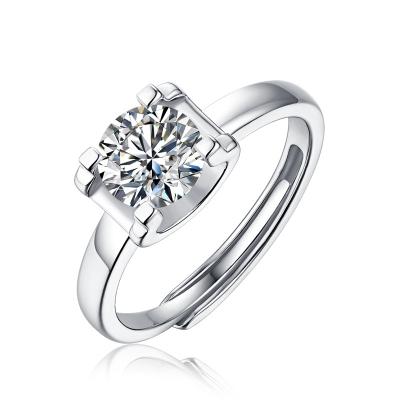 China CLASSIC GRA Certified 1ct S925 Adjustable Engagement Moissanite Rings for sale