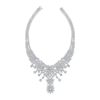 China Large Collection Dubai Flower CLASSIC Style Necklace Jewelry Wedding Bridal Jewelry Luxury Ice Ornaments Women's Small Tops for sale