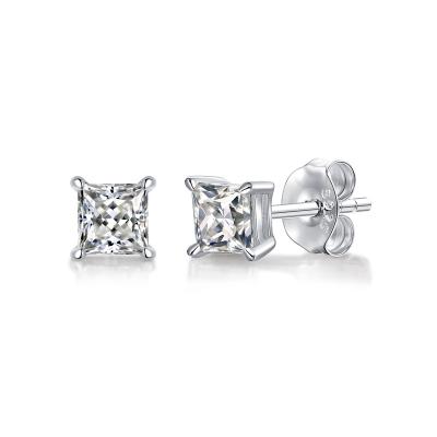 China OEM CLASSIC 50 Point Fit Earring 925 Little Princess Cut Moissanite Earrings for sale