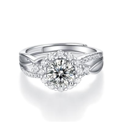 China Fashion CLASSIC Adjustable Engagement Rings for Women with 925 Sterling Silver Moissanite Diamond Jewelry for sale