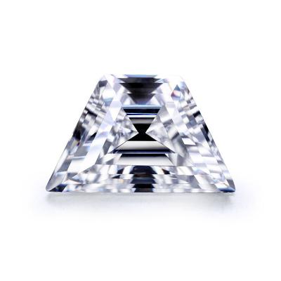 China Jewelry production pure white moissanite VVS Trapezoid Quadrangle Loosely Shaped Conical Wand Cut Moissanite Stone for sale