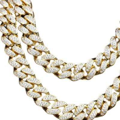 China Fashion Hip Hop Chains 18k Gold Cuban Men's Necklace Hip Hop Diamond Jewelry Links Silver Moissanite for sale