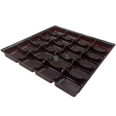 China Custom 20 Cavity Plastic Chocolate Packaging Brown Chocolate Plastic Tray Packaging for sale