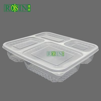 China 4 Compartiment Afhaalvoedselcontainer Helder PP Fast Food lekbestendig Te koop