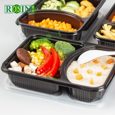 China Vergrote plastic PP 3 compartiment Lunch containers Transport met deksel Te koop