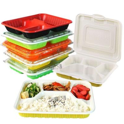 China 5 Compartiment Plastic takeaway container met scharnieren Clamshell lichtgewicht Te koop