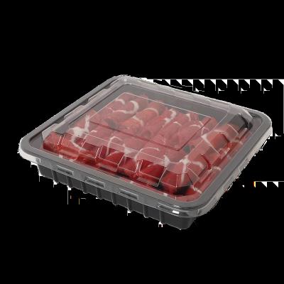 China Beef And Mutton Roll Frozen Food Tray Plastic Disposable Food Container With Lid for sale