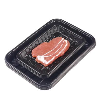 China Envases de carne desechables negros rectangulares en venta