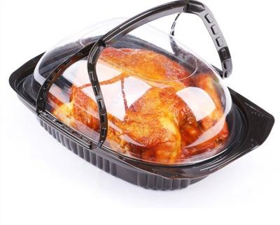 China Disposable Transparent PP Roast Chicken Box Fog Resistant Lid With Handle for sale