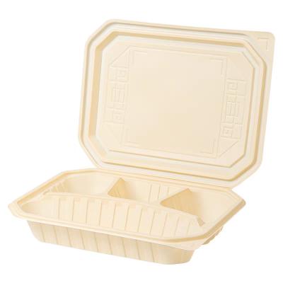 China 4 Compartments Biodegradable Container Clamshell Hinge Biodegradable Meal Box for sale