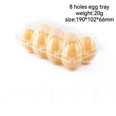 China 8 Holes Thickened Disposable Plastic Egg Tray PET Transparent With Hinged Design for sale